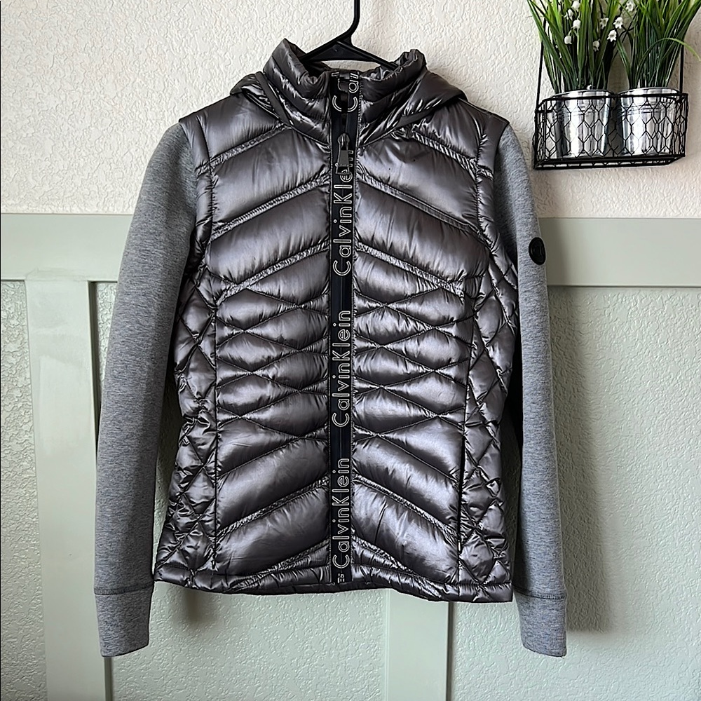 Calvin Klein Silver and Gray Puffer Jacket